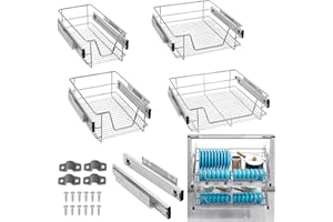 XMTECH 4 unidades de estantería de cocina telescópica, cajón de cocina, cajón de dormitorio, cajón extraíble adecuado para armarios de 60 cm (ancho real de 57 cm)