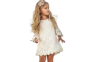 MIXIDON Vestito Bambina Elegante Fiori in Pizzo Natale Nozze Festa Damigella d'Onore 1-14 Anni