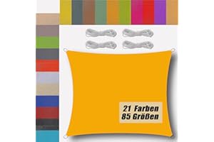 UFAMILUK sonnensegel wasserdicht rechteckig 1.5x2m sonnensegel Balkon Regenschutz 95% UV Schutz Windschutz Überdachung Plane für Garten Terrasse Outdoor Camping Patio Schwimmbad Mangogelb