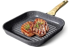 GiPP Poêle à griller 28 x 28 cm en fonte d'aluminium avec revêtement anti-adhésif en granit - 100 % sans PFOA - Convient pour tous les types de plaques de cuisson - Facile à nettoyer - Gris