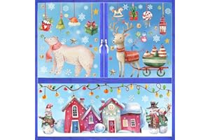 Raoclay Vetrofanie Natalizie per Finestre, Statica Adesivi Natalizi per Finestre, PVC Adesivi Natale per Finestre, Acquerello Vetrofanie natale Fiocchi di Neve, Decorazioni Natalizie per la Casa
