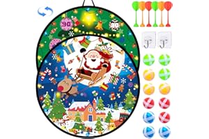 ONLYFUN Weihnachtliches Kinder Dart Set Indoor und Outdoor Spaß für Jungen und Mädchen, inklusive 9 haftender Bälle & 6 Dartpfeile, Weihnachtliches Geschenk für Kinder im Alter von 3-12 Jahren