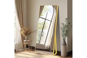 Aplancee Ganzkörperspiegel, 165x60cm, Standspiegel mit goldenem Metallrahmen zum Anlehnen oder Aufhängen an die Wand，Großer Fußboden Spiegel für Wohnzimmer，Schlafzimmer und Ankleidezimmer