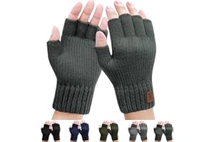 FCHUI Fingerless Gloves for Men - Winter Thermal Half Finger Gloves for Outdoor Running Cycling Working - Blue
