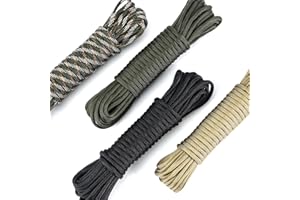 ‎BIXUFCAI Paracord 4mm Set, Paracord 40m | 4 Stück x 33ft | Paracord Schnüre 7 Kern-Strängen Nylon Seil Bruchlast 272kg für DIY Armbänder Schlüsselbänder Hundehalsbänder - Gesamtlänge 132ft (4P-A-4x33ft)