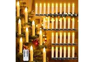 LuJasi Christbaumkerzen Led Kabellos mit Fernbedienung,4 Modi 30er Led Kerzen Weihnachtsbaum mit Clip Timer und Dimmer, Flammenlose Weihnachtskerzen für Weihnachtsdeko Tannenbaum Weihnachtsbaum,Party