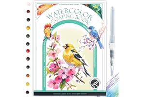 Glvomazty Libro Para Colorear Adultos, Coloring Book For Adults 12 Colores, Libro-Magico-Agua con Pinceles, Anti Stress Kit Acuarela Portatil, Watercolor Workbook para Principiante