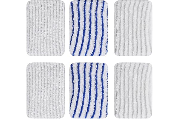 GIONAR 6pcs Lingettes Clean and Steam pour Rowenta Clean & Steam ZR005801/ZR005804/ZR850002/RY7/RY8 Série, Serpillère Microfibre, Tampons Lavable en Microfibre (Gris et Bleu)