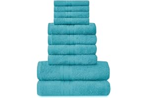 GC GAVENO CAVAILIA 10-Piece Towel Bale Set - Soft & Absorbent 450 GSM Bathroom Towels - Includes 2 Bath Towels, 4 Hand Towels, 4 Face Cloths - Premium Quality, Machine Washable - Teal