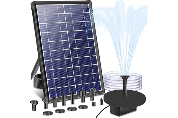 Fontaine à eau solaire Billing 7,5 W avec pompe à eau solaire, pompe solaire pour étang à poissons pour jardin avec tuyau 12 buses, fontaine solaire pour étang, piscine, réservoir de stockage