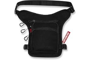 UONEL INDUSTRY Riñonera Moto (+Llavero) 3 Bolsillos Antihumedad Pernera Lateral Hombre - S,M,L,XL,XXL - Bolsa Pierna Trabajo Tela Gruesa Versátil Zippers Fácil Apertura