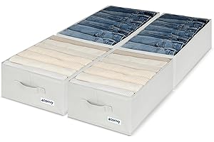 4CONVY Rangement de pantalons XXL avec compartiments ultra-résistants – [2024 MATÉRIAU AMÉLIORÉ] 4 unités d'organisateurs pour jeans renforcés et rigides avec de grands compartiments