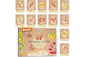 BIO Historisches Tomatensamen Set: 12 Sorten Demeter Tomaten Saatgut | Seltene, alte u. mini Tomatensorten allesamt samenfest | Gemüse Samen für Balkon, Hochbeet, Garten & als Geschenk | Loveplants