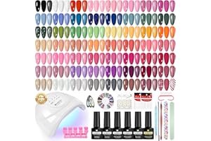 VANREESA Gel Nail Polish Set, 77 PCS Gel Nail Kit with U V Lamp 55 Colours White Nude Pink Gels Polish Set with Base and Top Coat Manicure Tools Nail Salon Sets DIY at home Gifts for Women