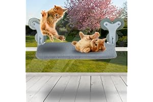 Wenbones Amaca Per Gatti, Amaca Gatto Finestra, Pieghevol Robusto con 6 Ventose, Facile da Montare, può Contenere Gatti Fino a 13.6kg, 63cmx29.5cm, Pelliccia di Finto Coniglio in Grigio