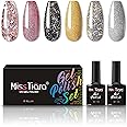 Miss Tiara MissTiara New 6-Piece UV and LED Nail Gel Polish Set Multicolour (Shiny Pink/Shiny Green/Shiny Grey)