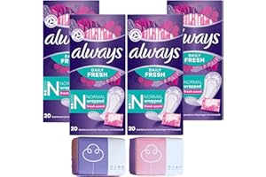Panty Liners for Women, Daily Pads Bundle - Including 4 x 20 Individually Wrapped Normal Pantyliners, Fresh Scent and 2 x Wishesla Pocket Tissues for All-Day Freshness & Comfort