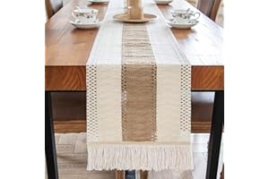 CHOONJIN Nowoczesny bieżnik stołowy o długości 180 cm, neutralny zapach, na wesele, styl boho, vintage, makrama z frędzlami, bieżnik na stół na wesele/bankiet, dekoracyjny (khaki)