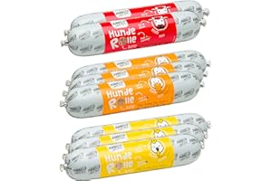 PURBELLO Lot de 3 Rouleaux de Nourriture Humide - 3 Poulet, 3 Canards, 2 Bœufs - Nourriture Monoprotéine pour Chien à Haute Teneur en Viande - Saucisse pour Chien Résistante aux Coupures
