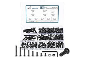 WUJIAQIU 169 Pcs M6 Juego de Tornillos y Tuercas y Arandelas, Tornillos de Cabeza Hueca Hexagonal Cilíndrico, Métricos Tornillería Tornillos Cabeza Hexagonales Redonda para Reparación Máquinas, Negro
