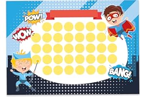 PaPIerDraCHeN Set di grafici delle ricompense per Bambini Come Blocco a Strappo 10 Fogli - Concetto motivante - con Grandi Adesivi per Ragazzi e Ragazze - Motivo Supereroi Set Vuoto 17.