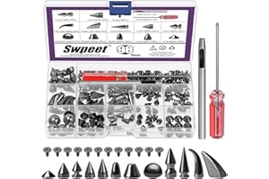 Swpeet 98Pcs Mixed Shape Spikes Screwback Studs Rivets Kit (Gun)