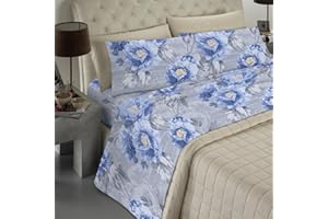 BANZAII TEXTILE INNOVATOR ONLINE Banzaii Set Completo Lenzuola No Stiro 100% Microfibra Manoseta, Made in Italy, Lenzuolo Sotto con Angoli alto 30 cm – Matrimoniale 160/170 x 190/200 x 30 cm, Alessia Blu