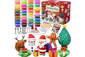 ESSENSON Air Dry Clay Christmas Kit, 36 Colors DIY Modelling Clay Craft Set with Accessories, Christmas Stocking Stuffers for Kids, Xmas Gift for Girls Boys