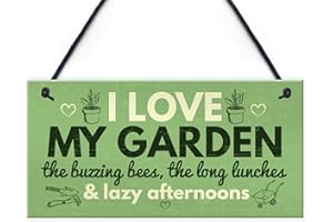 RED OCEAN I Love My Garden Novelty Hanging Plaque SummerHouse Sign Gardening Shed Friendship Gift