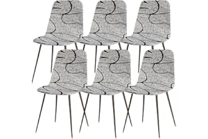 Lydevo Coprisedia Elasticizzati con Schienale 6 Pezzi,Coprisedia con Schienale Elasticizzato Rotondo per Sala da Pranzo Lavabile Universale,Fodere per Sedia da Soggiorno Cucina per Casa,Fiore Grigio