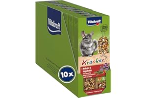 Vitakraft Kräcker, bastoncini da sgranocchiare, snack roditori, per cincillà, per la cura dei denti, con erbe aromatiche, con bacche di rosa canina, senza l'aggiunta di zuccheri e cereali (10x 112g)