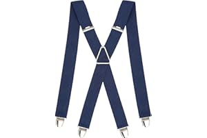 PIERROT Bretelles Homme Larges Made in France - Elastique Ultra Résistant & 4 Clips Extra Fort en X - Taille Ajustable Jusqu’à 130cm - Garantie à Vie - Fabrication Artisanale