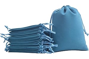 KONMAY 20pcs Small Velvet Drawstring Bags, Teal 7.0x9.0cm Velevet Jewellery Pouches for Gifts, Party Favors