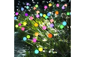 PATIOPIA Solar Garden Decoration - 40 LED Firefly Lights, Wind-Activated Sway Lights, Outdoor Waterproof for Yard Patio Pathway (4 Pack, Colorful)