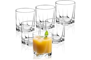 KADAX Vasos de Cristal, Set de 6, Vasos de Agua, Copas de Zumo, Vasos para servir Agua, Zumo, Cócteles, transparente Vasos para bebidas, Vasos de Vidrio (365ml, corto)