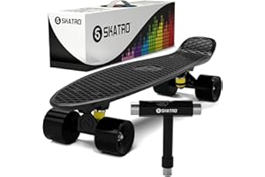 Skatro Mini Cruiser Skateboard. 22x6inch Retro Style Plastic Board Comes Complete