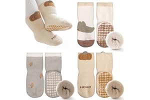 Simpeak Chaussettes Antidérapantes Bébé Épais et Chaud Lot de 3 Paires Unisexe Chaussettes Thermiques Chaussettes Antidérapantes Enfant (1-3 ans)