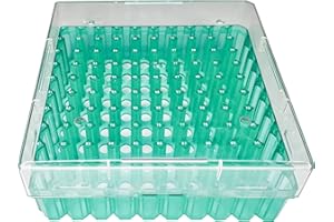 ZHIBANG Cryobox mit Deckel, 100 Positionen, für 2 ml Tuben, Cryo-Box für 2 ml Fläschchen, Gefrierschrank-Aufbewahrungsbox, 10 x 10 Array (grün)