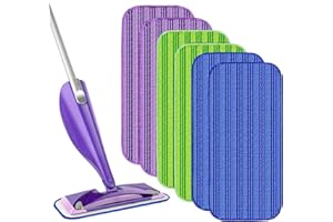VPLONG Tampons de rechange réutilisables compatibles avec Swiffer Wet Jet et Wet Jet pour balai Swiffer, lingettes de rechange en microfibre humide et sèche pour nettoyage des sols en bois dur (lot de