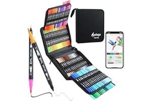 ‎AEDAGA AEDAGA 100 Farben Nummerierte Filzstifte Set mit App, Dual Brush Pen Set (Pinsel & Feine Spitze) für Erwachsene, Mandala Stifte für Ausmalbücher, Bullet Journal, Handlettering & Kalligraphie
