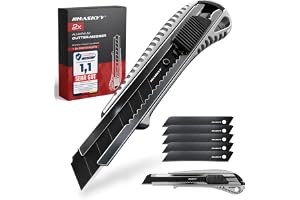 HASKYY Set med 2 professionella sektionsknivar på 18 mm + 5 SK5 Premium Sektionsknivar - Säker sektionskniv med automatisk låsfunktion