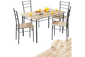 CASARIA® Mesa y Sillas de Comedor Completo, Mesa de Cocina Rectangular 110x68cm, Pack de 4 Sillas, Juego Muebles de Cocina, Salon, Moderno, Madera 5 Pzs.