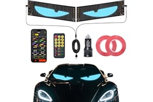 LIGREL LED Eyes for Car Windshield 2 Pack 14.7"x3.6" Programmable LED Matrix Panel with App/Remote Control, Custom Animated Devil Eyes for Cars, Trucks & SUVs (14.7"x3.6"-2PCS)