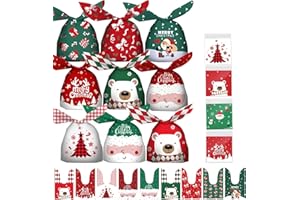 CVOZO Sacchetti Regalo Natale Busta Natale Confezione: Busta Regalo Natale Christmas Sacchettini Biscotti Natale Buste Caramelle Natalizi Plastica Borsa sacchetto Natale Dolci Festa Party