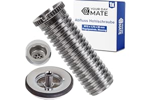 YOUR DAY MATE Vite cava universale per valvole con filtro a cestello, vite M12 x 1.75 x 35, lunghezza 35 mm, filettatura Ø 12 mm, testa Ø 13 mm, interno Ø 8 mm, adatta per scarichi a valvola da 1.5" e 3.5" pollici