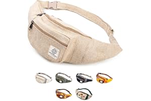 FREAKMANDU COLLECTIONS Freakmandu Unisex Hanf Gürteltasche – Fanny Packs, Hüftgürteltasche zum Umhängen, Boho Hippie Stil, Handgefertigte Hüfttaschen für Wandern, Laufen, Joggen, Männer und Frauen, Nirvana