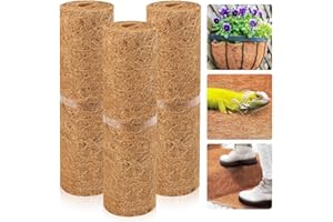 KARBAG 3 Rolls Coconut Planter Liners, 12x39 Inch Coco Hanging Basket Liner 100% Natural Coco Coir Liner Coconut Fiber Liner Sheets for Patio Containers Planter Garden Decoration Animal Pet Pad