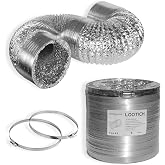 LOOTICH Flexible Aluminium Tube &Oslash;153mm, Length 2.5m for Air Duct Ventilation Systems with 2 Steel Clamps