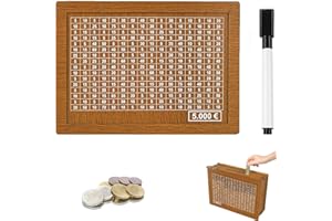 HYDTQCL Geldsparbox, Sparbox mit Zahlen Ankreuzen, Sparbox 5000 Euro, Spardose mit Zähler, Holzspardose, Geld Sparen Box, Spardose mit Sparziel und Zahlen zum ankreuzen