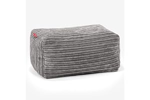 Lounge Pug - CORD - Bean Bag Footstool - Small - Graphite Grey - (Size 20cm H x 35cm D x 45cm Wide)
